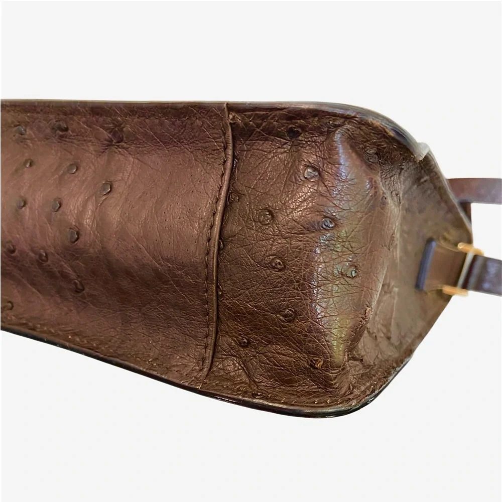 Authentic Gucci Ostrich Leather Bag w/ COA - Tiger Head - Chocolate Brown - Rare - Picture 9 of 13